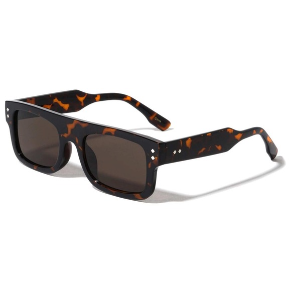 Tortoise Sunglasses Square Flat Top Fashion Stylish Glasses Class Sophistication - Picture 9 of 9